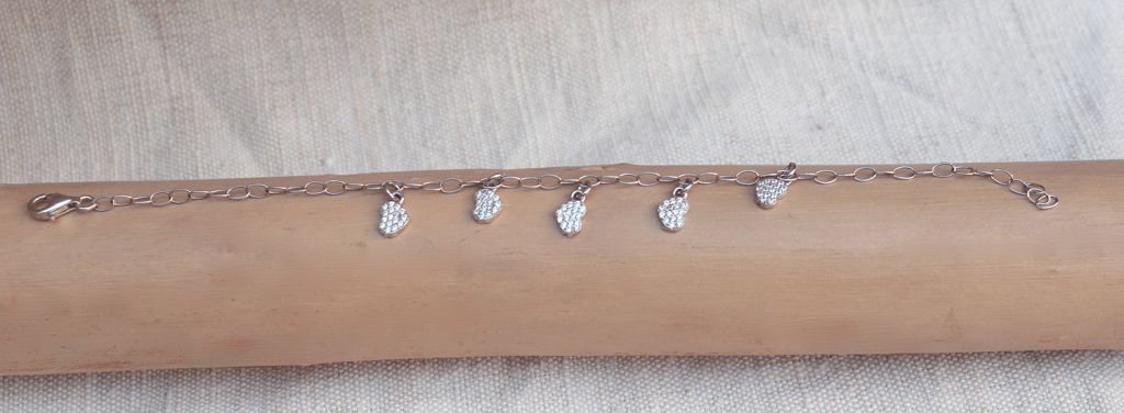 bracciale cuoricini argento e zirconi